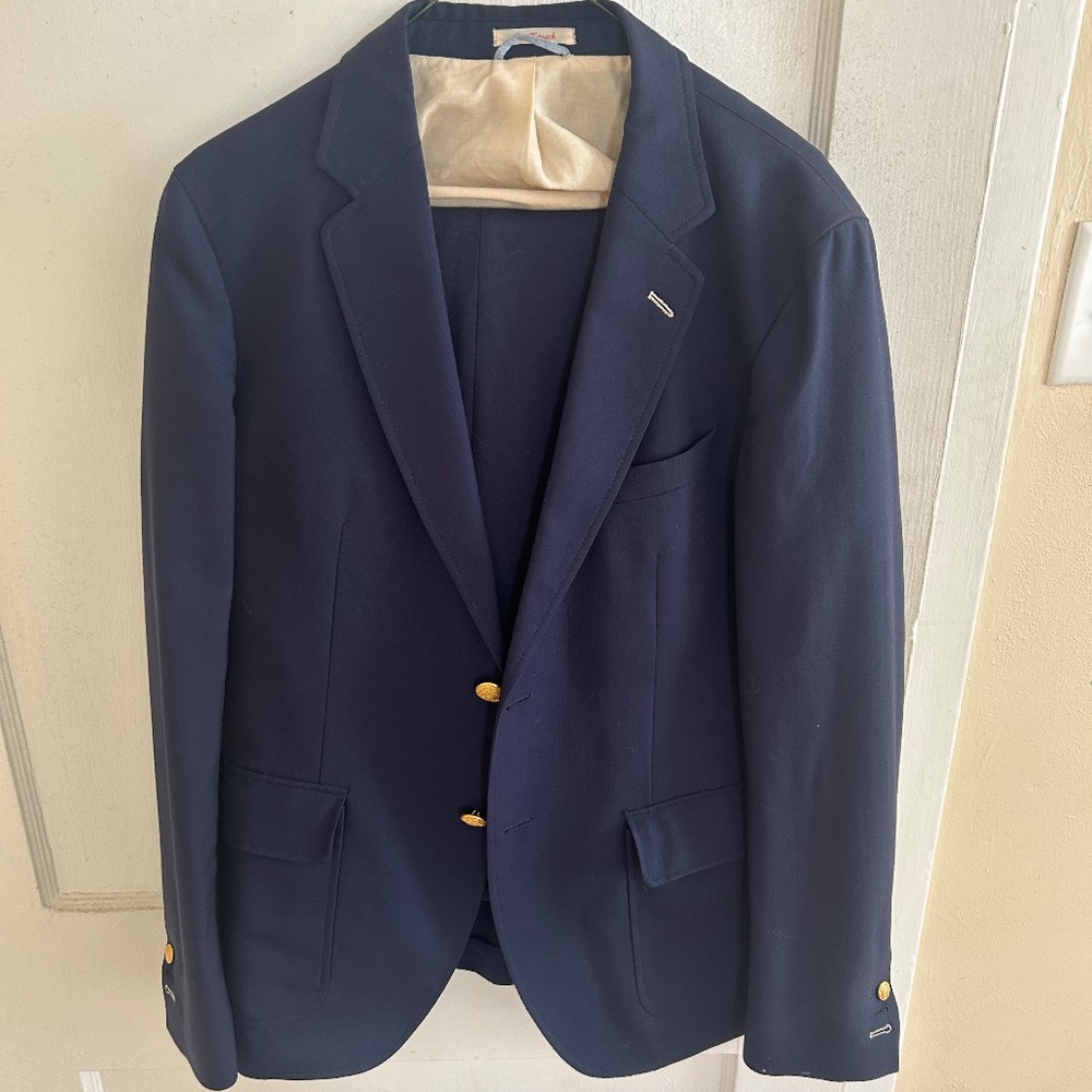Gant Rugger navy hop sack blazer gold buttons men 50 (40L)